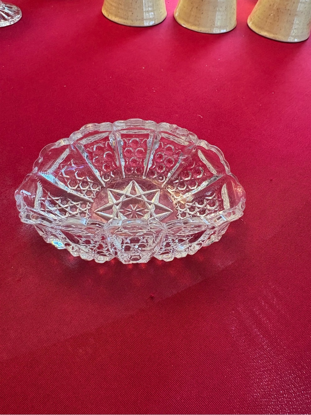 Cut glass relish dish